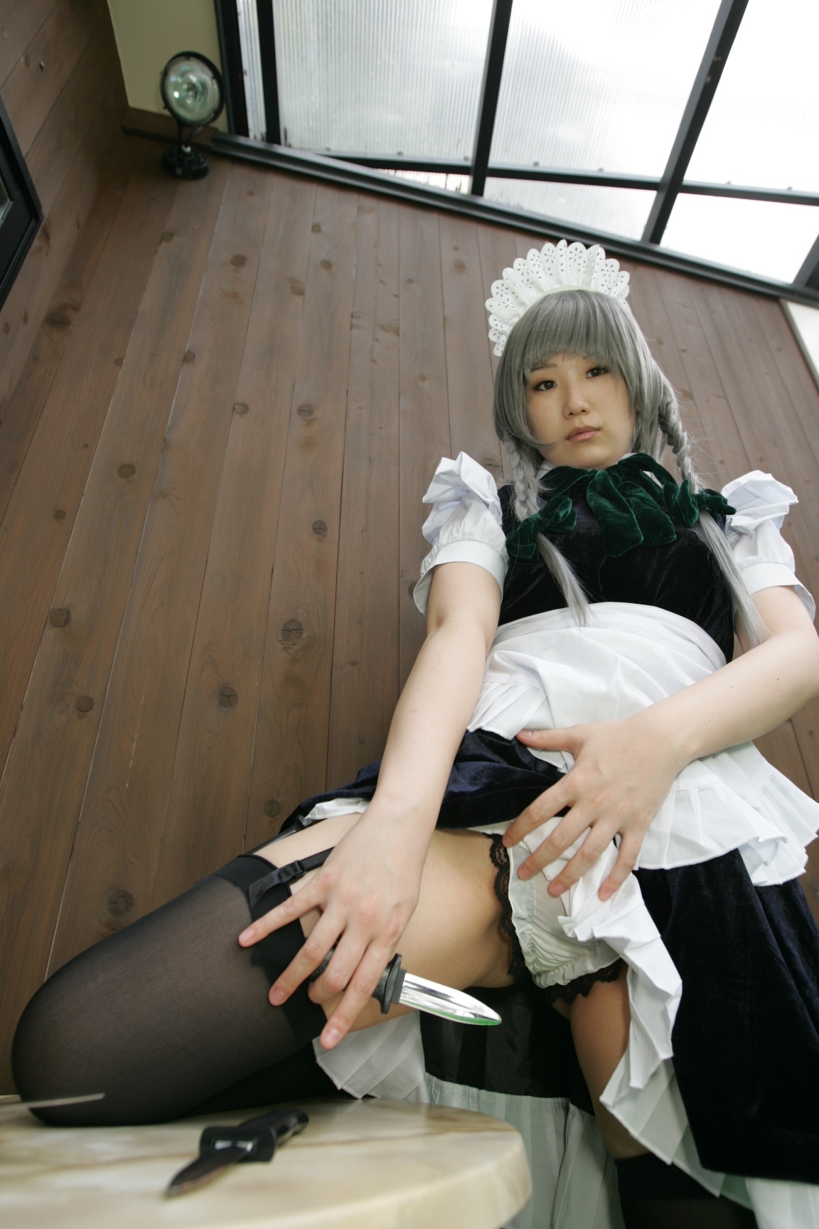 Black silk game beauty [Cosplay] izayoi Sakuya Japanese super seductive beauty photo